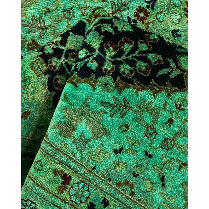 Overton Hand Knotted Wool Vintage Inspired Modern Contemporary Overdyed Multi Area Rug - 6' 1" x 9' 4"