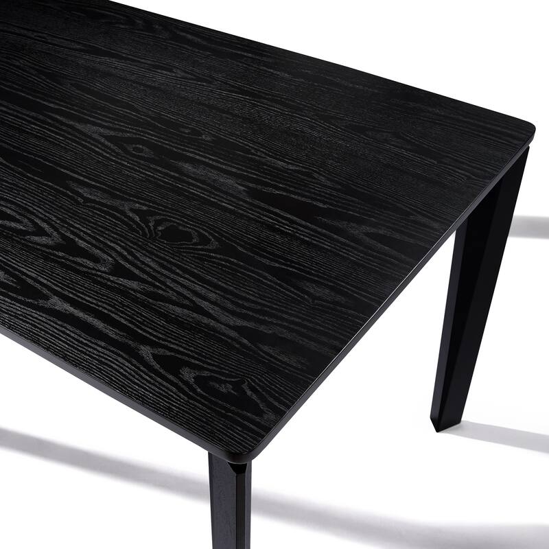 Wenge in Ash Veneer MDF Wood 6-Person Rectangle Dining Table with Rubberwood Legs - 59.06" Wide