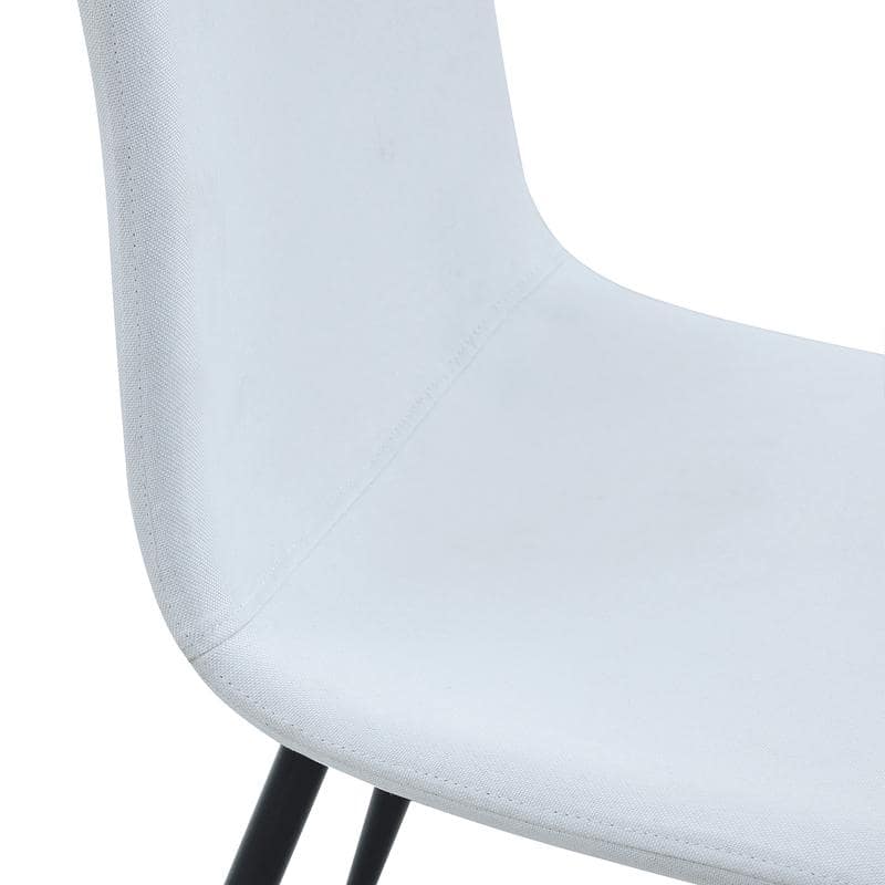 Set of 4 Modern Dining Chairs - Breathable Linen-Cotton Upholstery & Sturdy Integrated Metal Legs