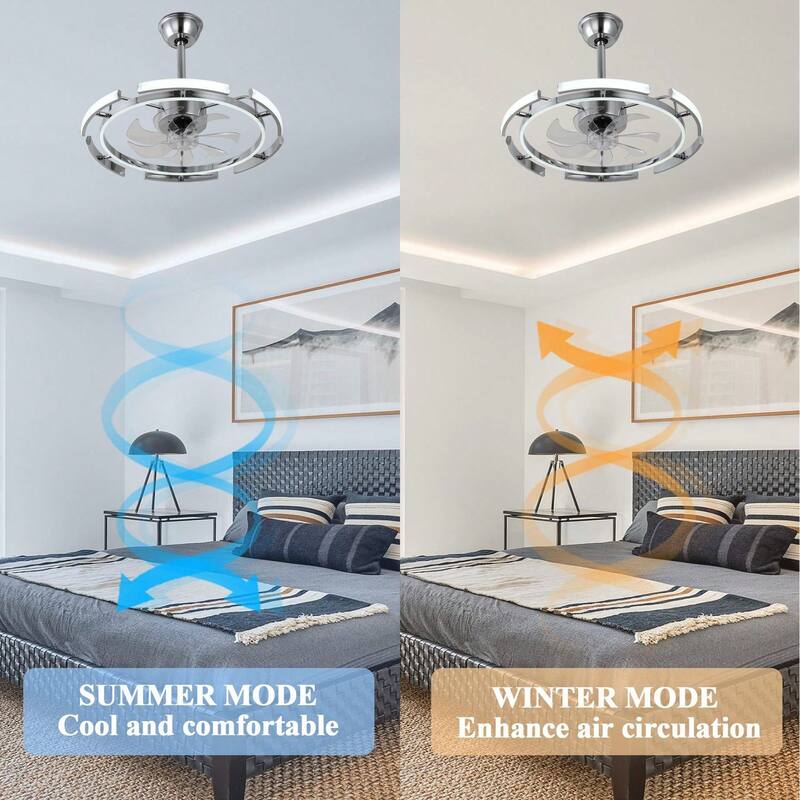 Cusp Barn 24 Inch Modern DIY Ceiling Fan with Dimmable LED Light, Silent DC Motor, 3 Color Changing Light Fixtures for Bedroom