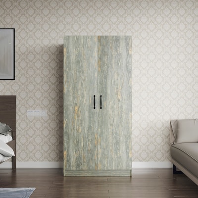 High Wardrobe, Kitchen Cabinet with 2 Doors, Grey