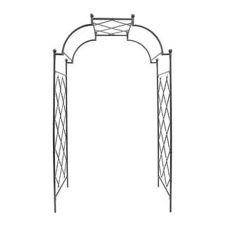 Achla Designs 106"H Graphite Powdercoat Finish Wrought Iron Lattice Tunnel Arbor