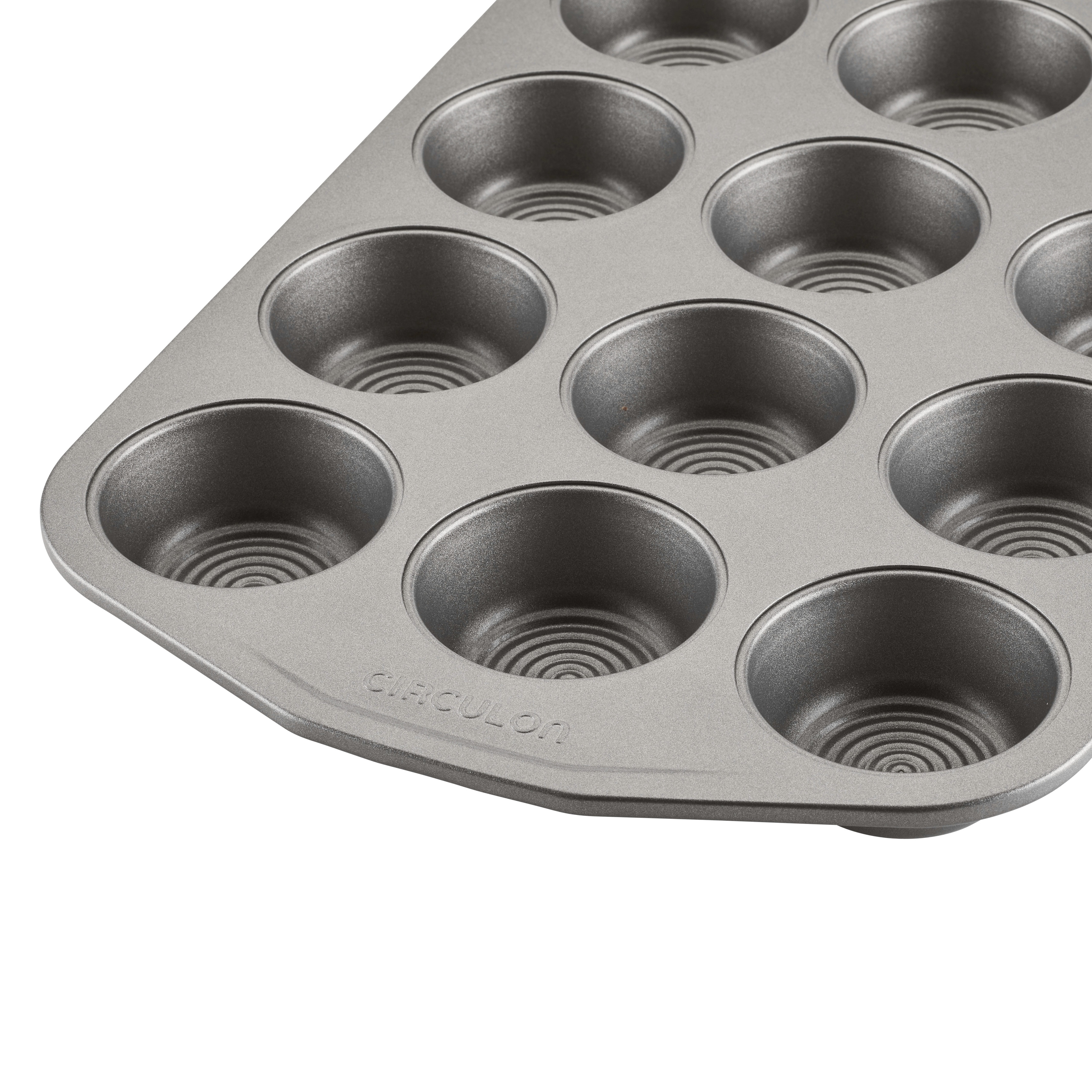 Farberware Nonstick Bakeware 12-Cup Muffin Tin / Nonstick 12-Cup Cupcake Tin  - 12 Cup, Gray 