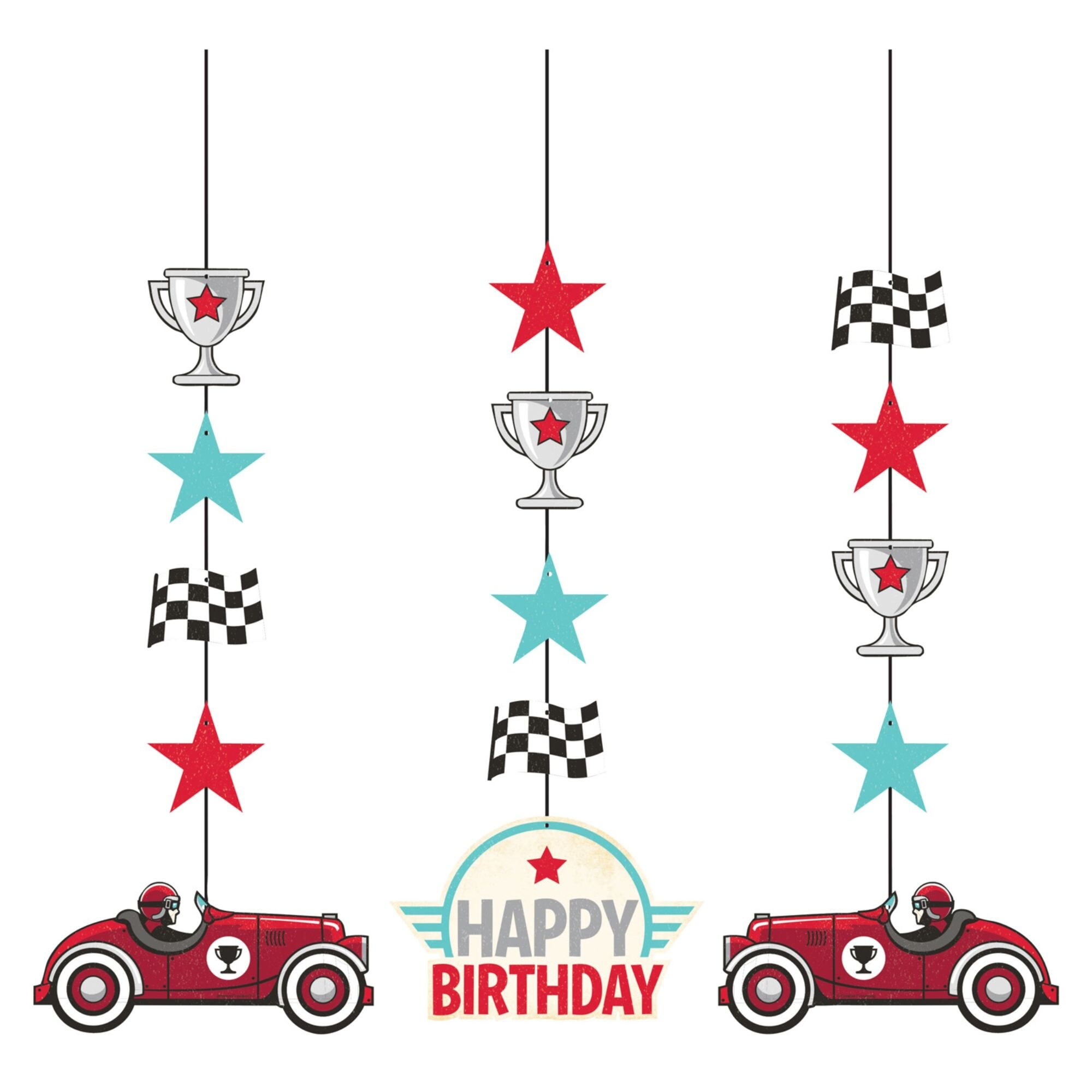 Shop Club Pack Of 36 Vintage Race Car Hanging Tissue Paper Fan