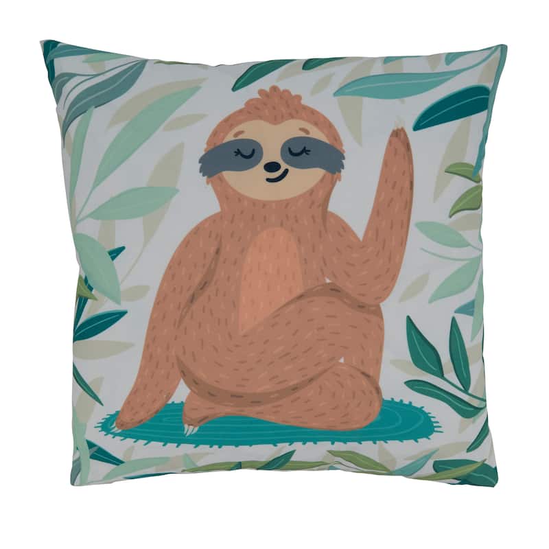 Poly-Filled Throw Pillow With Sloth Design