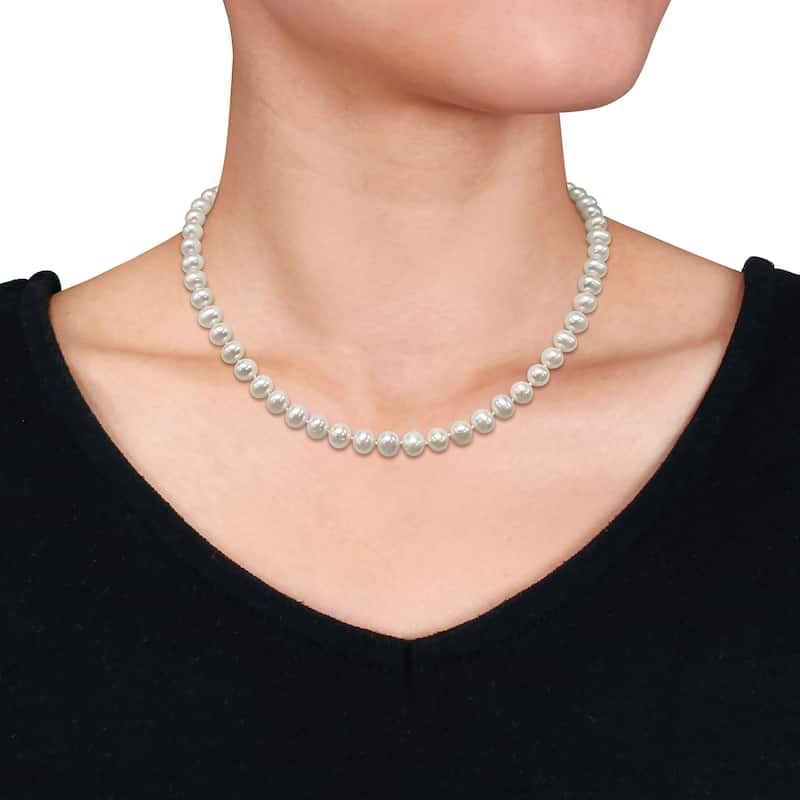 Miadora 7.5-8mm Cultured Freshwater Pearl Necklace w/ 10K Yellow Gold Clasp