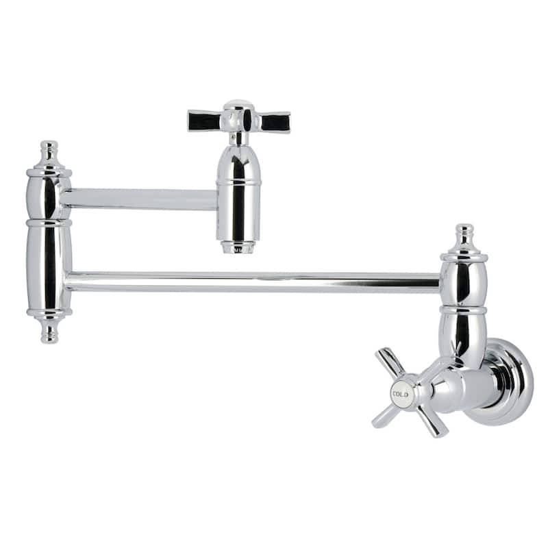 Kingston Brass Essex Double-Handle Wall-Mount Pre-Rinse Bridge Kitchen Faucet - Polished Chrome