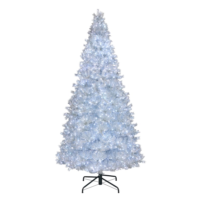 National Tree Company 10 ft. Pre-lit Artificial Christmas Crystal Pine Hinged Tree, 1250 RGB LED Lights- UL - 10 Foot
