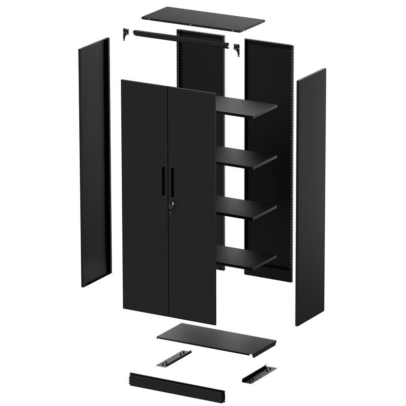 72"H Metal Garage Storage Cabinet, Locking Cabinet with Doors and 4 Shelves, Tall Cabinets Lockable File Cabinet for Home Office