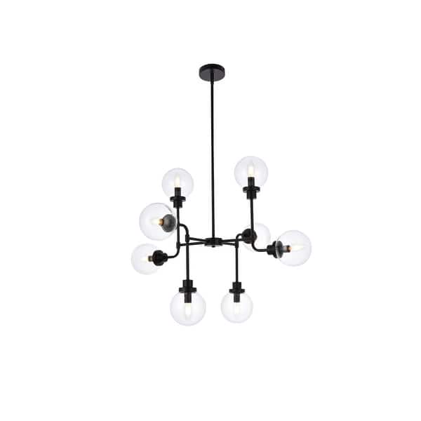 slide 2 of 16, Hope 8 Light Pendant in with clear shade - 36 Inch Black