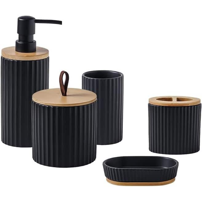 Black Bathroom Accessory Set On Sale Bed Bath & Beyond 39690238