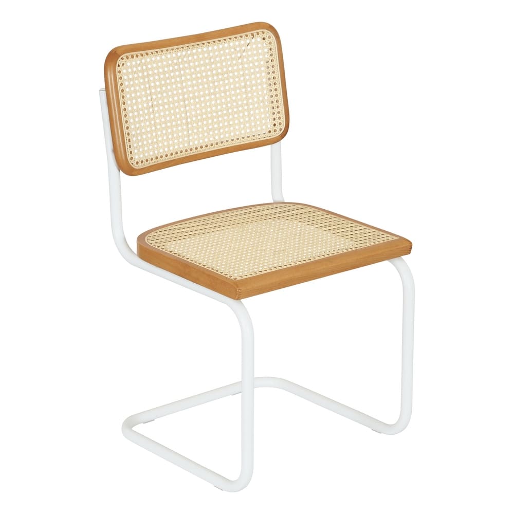 Breuer Chair Company Marcel Breuer Cesca Cane Cantilever Side Chair w/ White Steel Frame (Various Wood & Cane Colors)