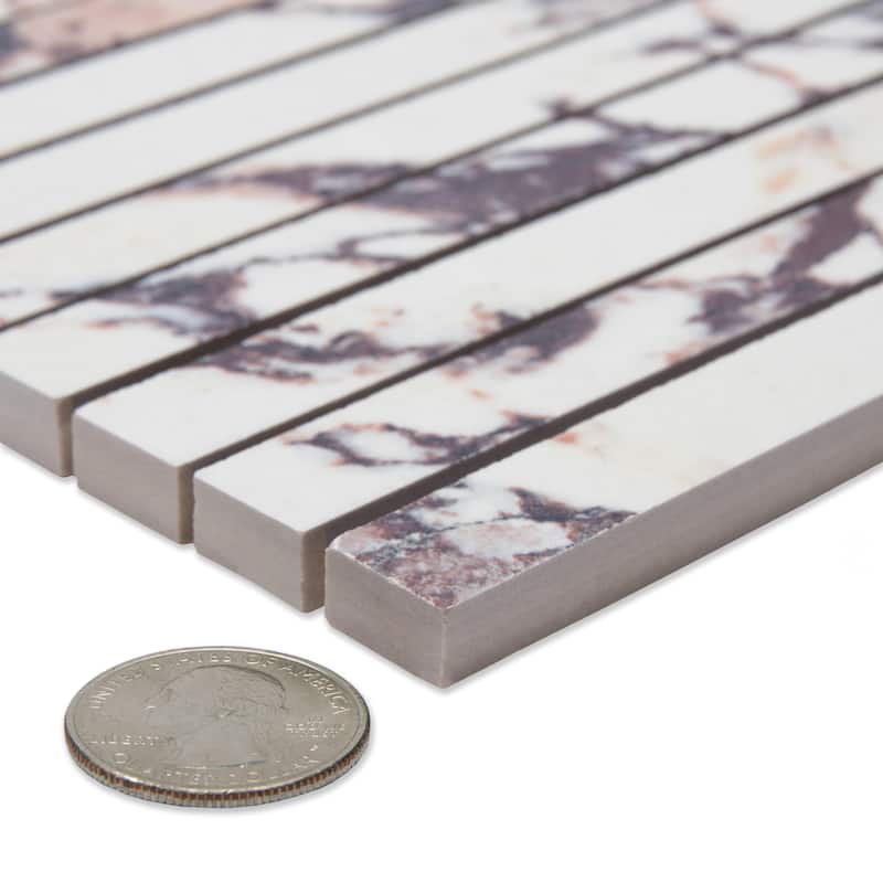 Merola Tile Touche Brick Stacked Rubis 11-3/4" x 11-3/4" Porcelain Mosaic Floor and Wall Tile - (1 Tile)