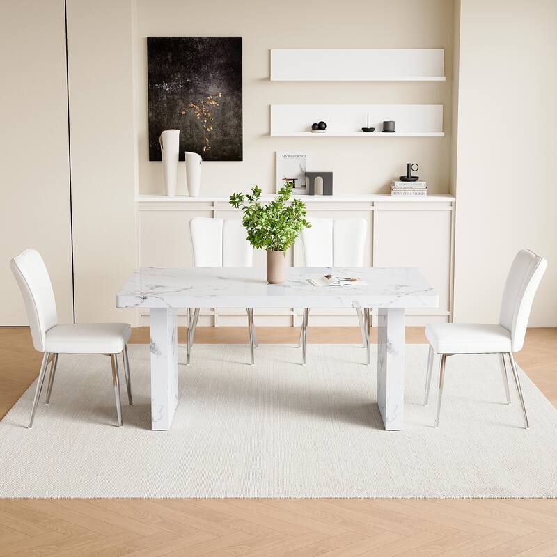 Round Dining Table with Double-Laye Storage, Wood and Black Fan Panels, Rust Proof Metal Legs, Non-Slip Mats