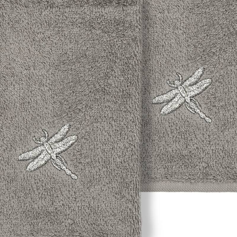 Authentic Hotel and Spa 100% Turkish Cotton Braelyn 2PC Embellished Washcloth Set