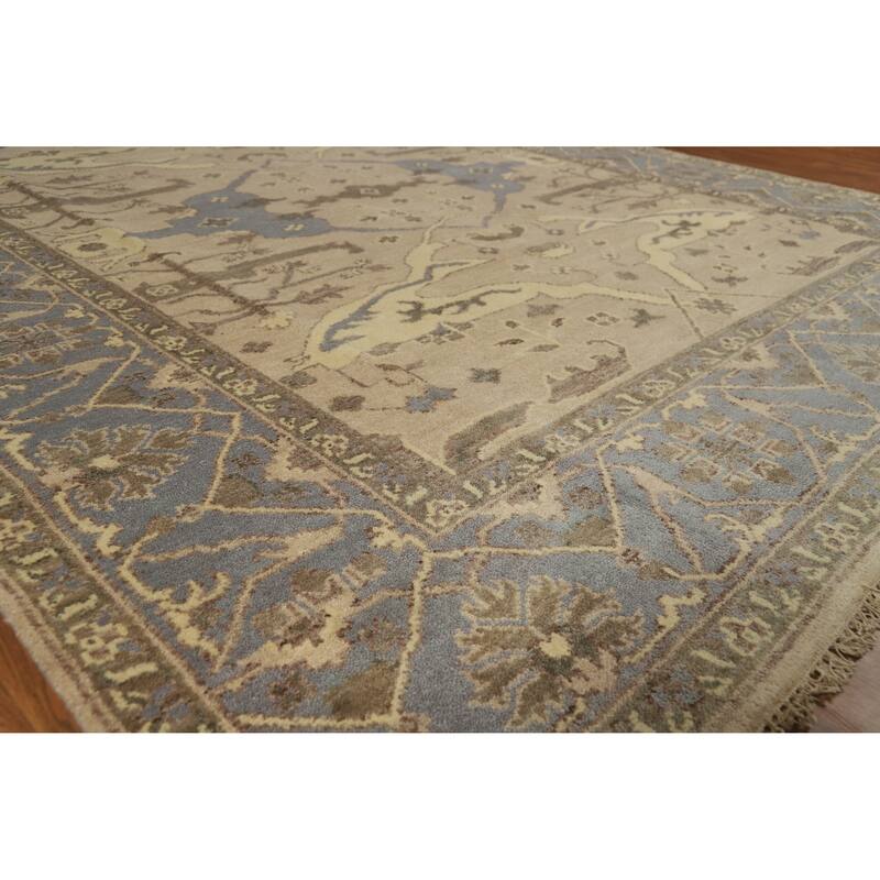 Camel Tone Oushak Indian Area Rug Handmade Wool Carpet - 8'2" x 9'9" - Ivory/Beige - 8'2" x 9'9"