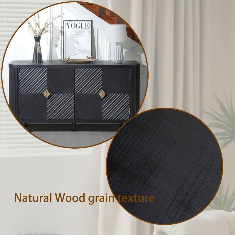 Modern Accent Storage Cabinet with 4 Doors, Sideboard Buffet Cabinet with Adjustable Shelves for Entryway Living Room