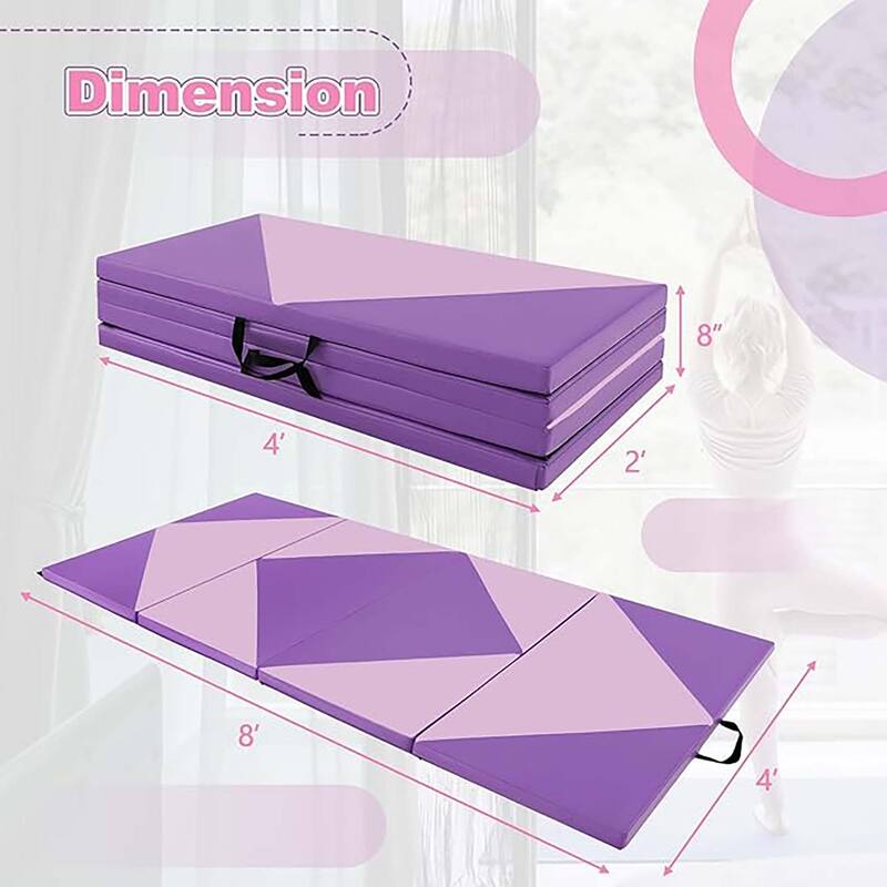 Folding Gymnastics Mat Tumbling Mat w/ Hook & Loop Fasteners