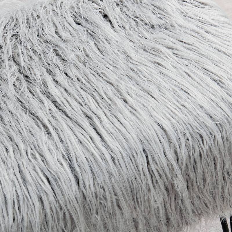 Mongolian Fauxfur Ottoman