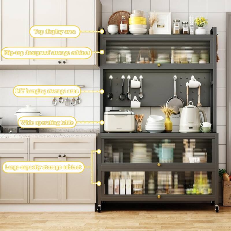 64" 5-Tier Kitchen Pantry Cabinet
