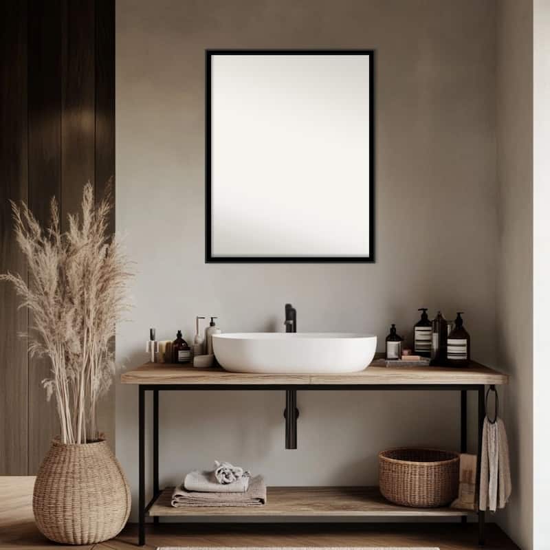 Incline Non-Beveled Wood Framed Bathroom Vanity Wall Mirror