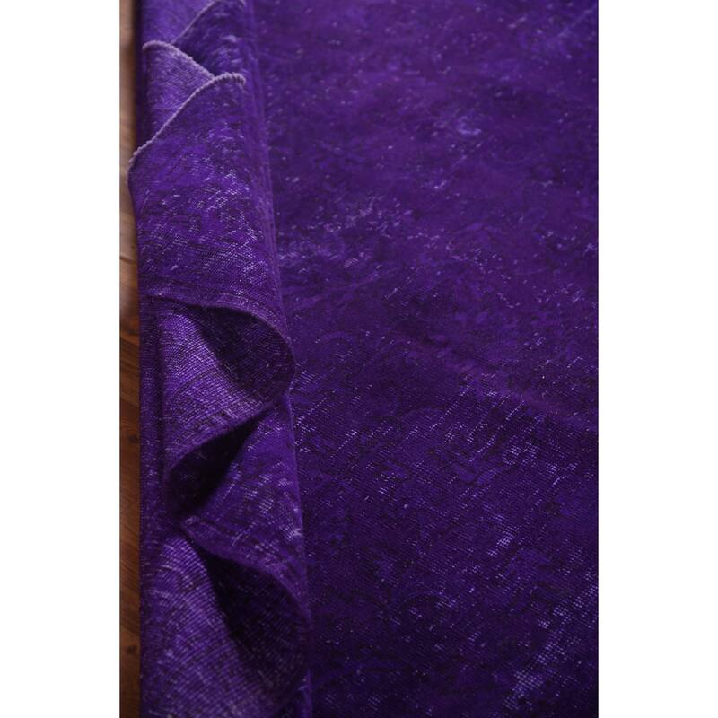 Purple Over-Dyed Anatolian Turkish Vintage Rug Handmade Wool Carpet - 6'10"x 10'7"