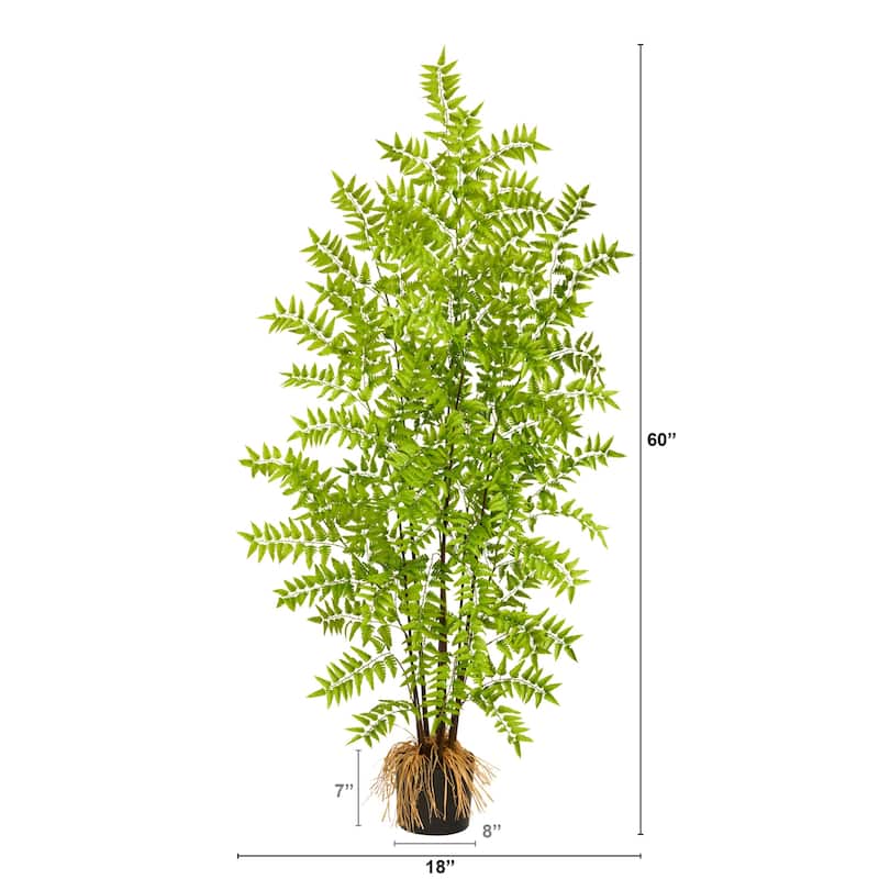 Artificial Fern Tree 5ft Indoor Outdoor Decor Realism Home Office Living Room - Green - 51-60 Inches