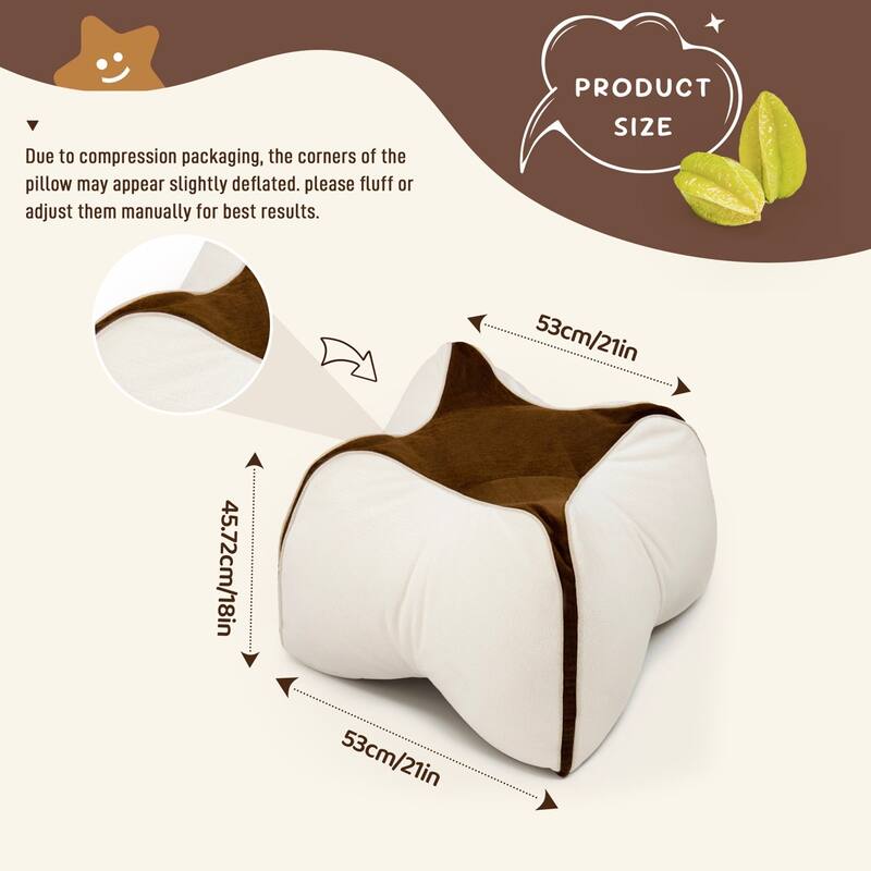 WOWMAX Carambola Shaped Reading Pillow, Back Support Pillow , Self-Standing Pillow For Backrest, Reading Pillow For Bay Window