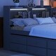 preview thumbnail 8 of 9, Superior Quality Captain Bed with Type-C USB Ports, Wood Platform Full Bed Frame with LED Light Headboard & Trundle, Grey