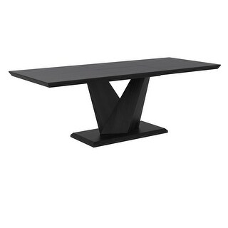 Modern Rectangular Wood Dining Table with Extension in Black - Bed Bath ...