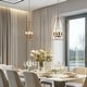 preview thumbnail 4 of 28, LALUZ Modern 4-Light Black Gold Chandelier Lantern Pendant for Kitchen Island Dining Room