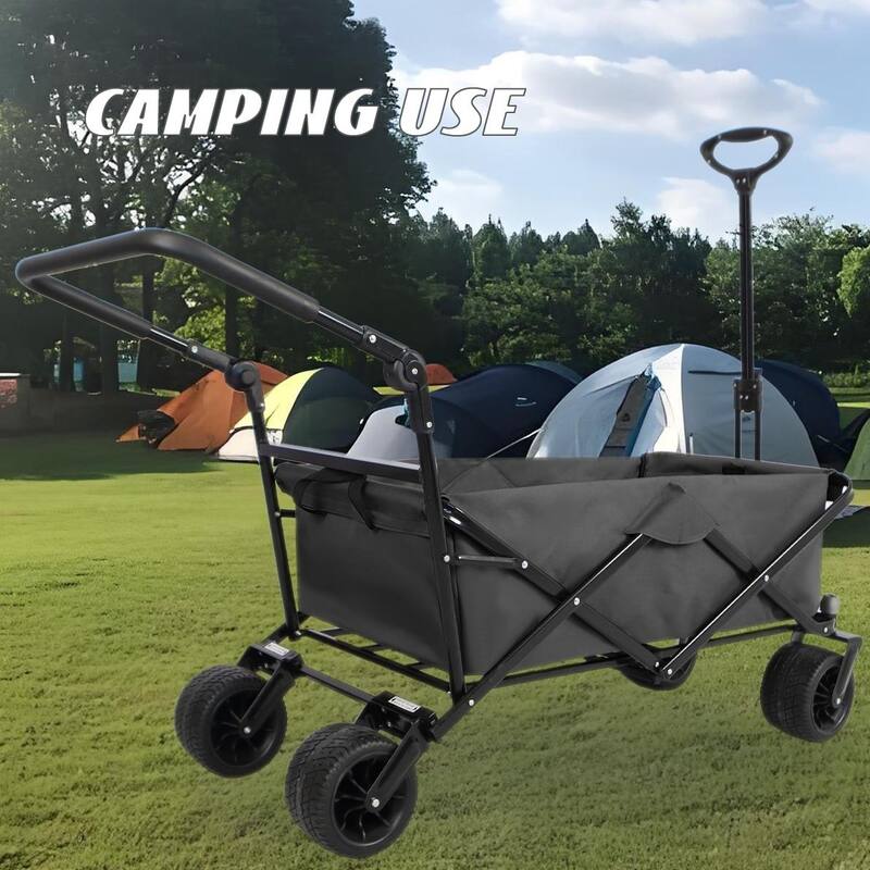 Folding Wagon with All-Terrain Wheels, 230lbs Capacity, Telescoping Handle, and Dust Cover for Beach, Outdoor, and Garden Use
