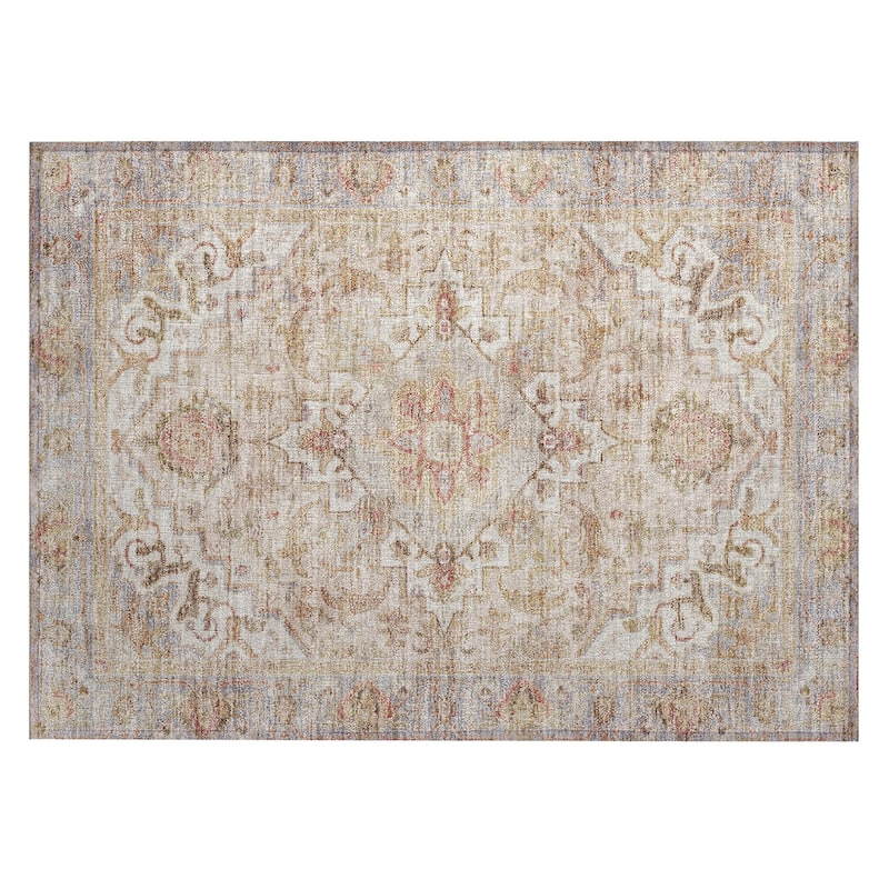 Machine Washable Indoor/Outdoor Traditional Vintage Chantille Rug