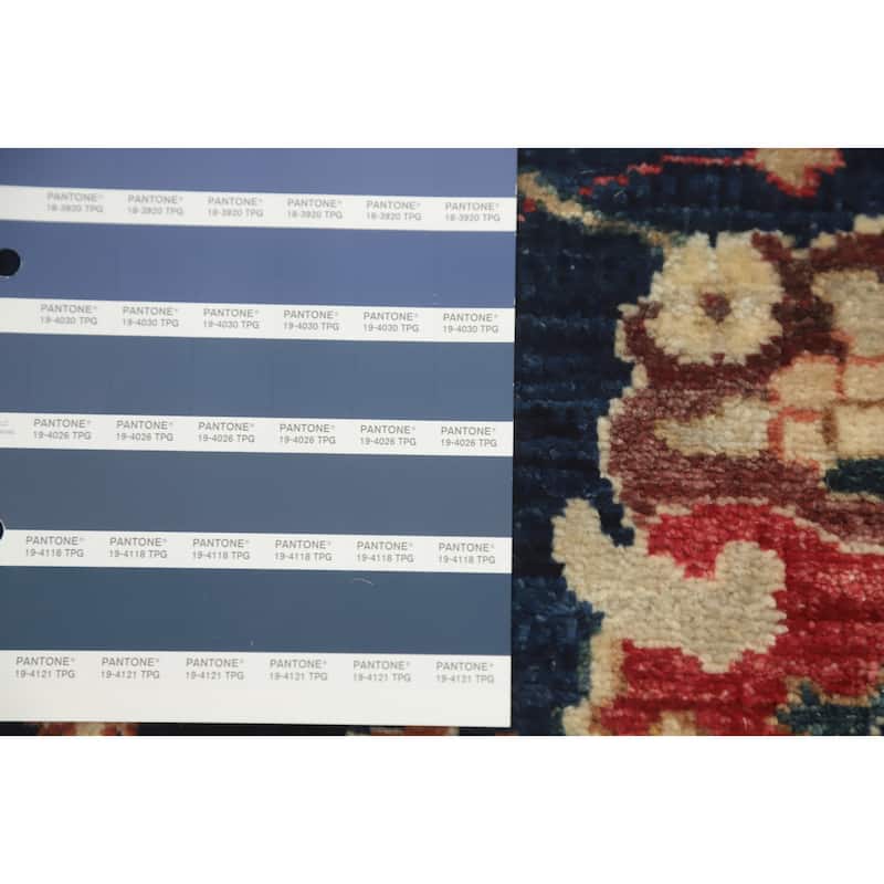 Hand Knotted Traditional Wool Blue Geometric Area Rug - 9' 8'' X 8' 2''