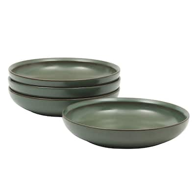 Gibson Elite Beckett 4-Piece Dinner Bowl Set - Reactive Glaze Stoneware - Shallow Pasta Bowls