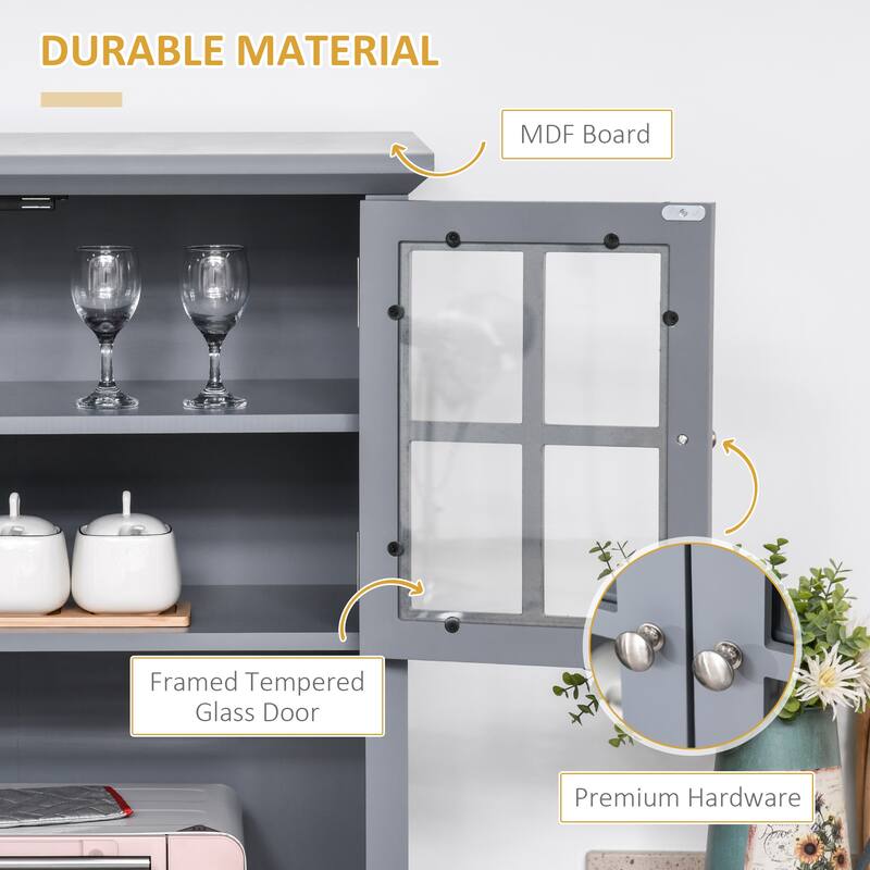 Modern Storage Cabinet with Drawer Adjustable Shelves Anti Tipping Durable MDF for Kitchen and Home - 27" W x 15.75" D x 64.5" H