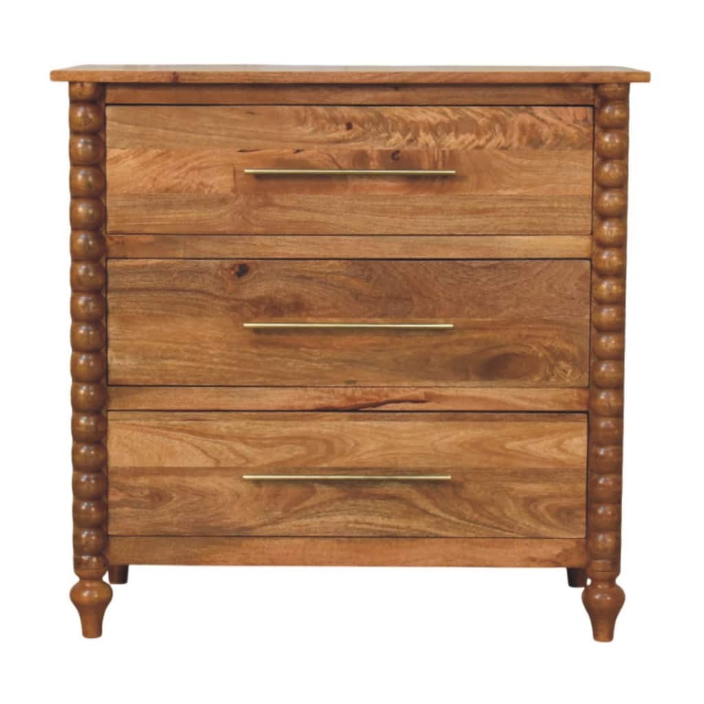 Artisan Furniture Solid Wood Spindle 3-Drawer Chest, Brown