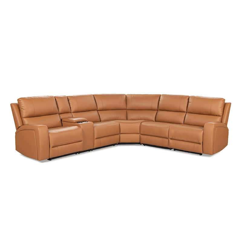 Melbourne 122" Modern Power Motion 6-Piece Reclining Corner Sectional with Cup Holders
