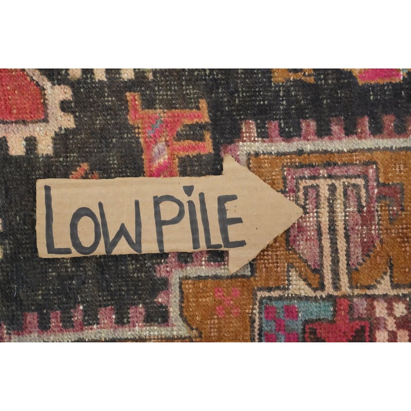 Hand Knotted Oriental 100% Wool Carpet Traditional Tribal Black Ardebil Runner Rug - 10' 6'' X 4' 3''