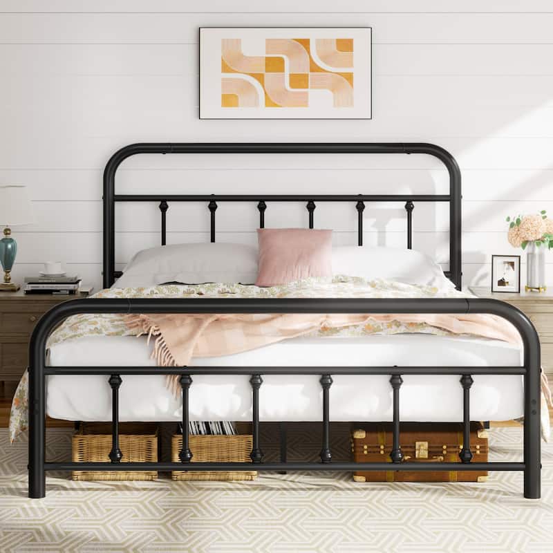 Metal Bed Frame with Headboard and Footboard