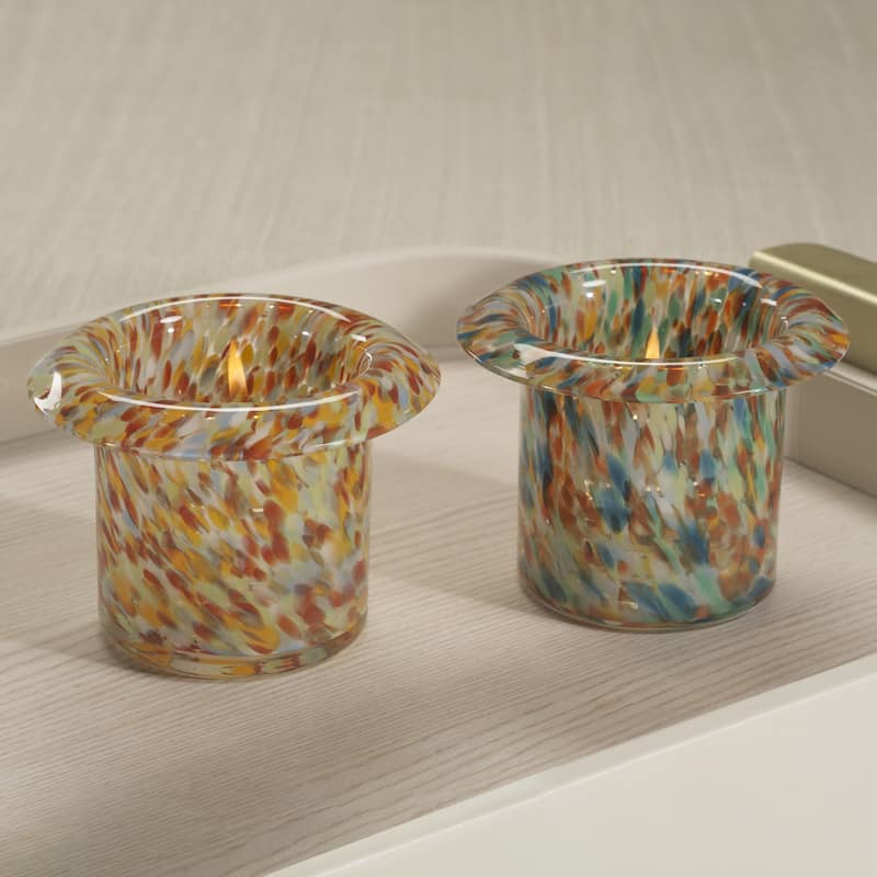 Celia 4-Piece Opal Confetti Glass Candle Holder/ Vase/ Planter Set
