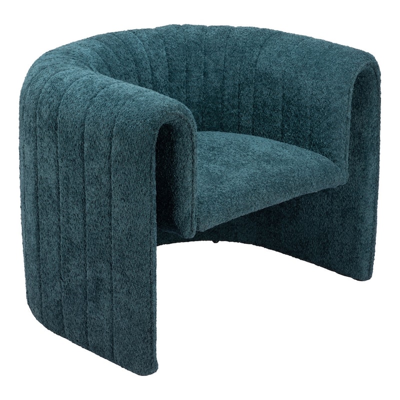 HomeRoots 37" Aquamarine Sherpa And Upholstered Tufted Arm Chair - 37' X '27.6' X '30