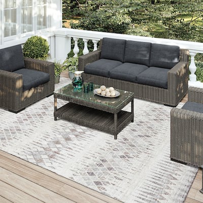 Indoor/Outdoor Rylee Boho Diamonds Washable Rug New