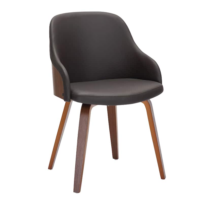 Carson Carrington Duvnas Upholstered Dining/Accent Chair with Bent Wood Legs (Set of 2) - Brown Faux Leather/Walnut Wood