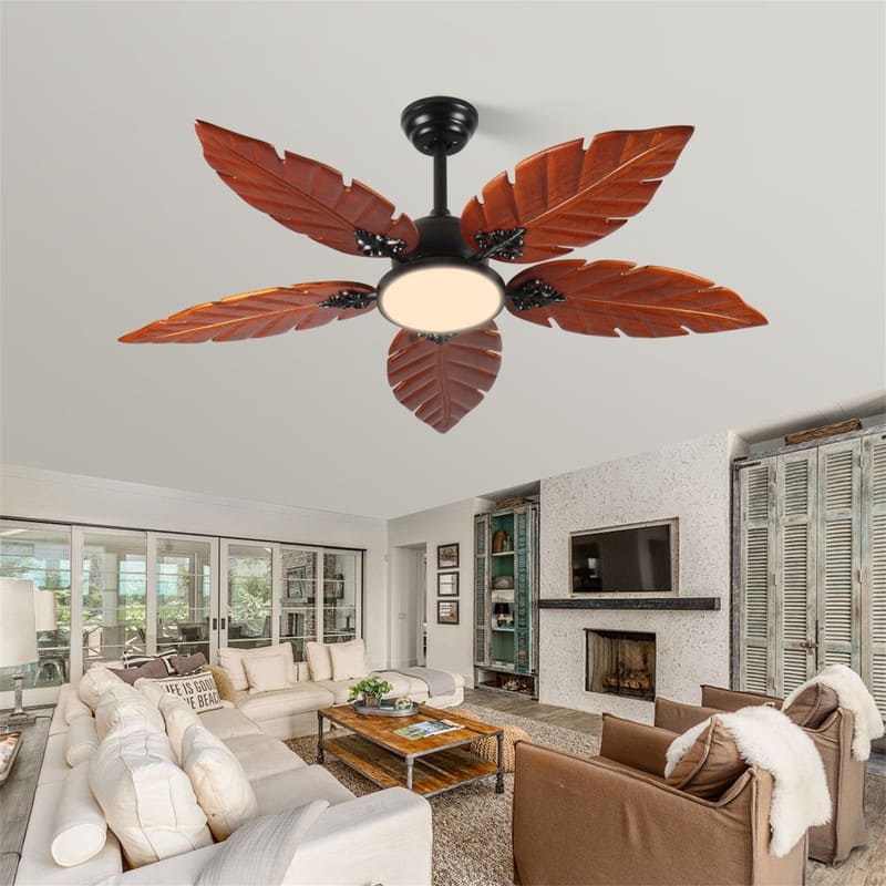 52" Tropical Palm Leaf Indoor/Outdoor Ceiling Fan with Light