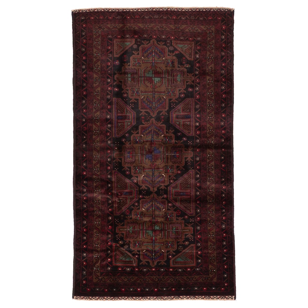 ECARPETGALLERY Hand-knotted Teimani Black, Brown Wool Rug - 3'8 x 6'8