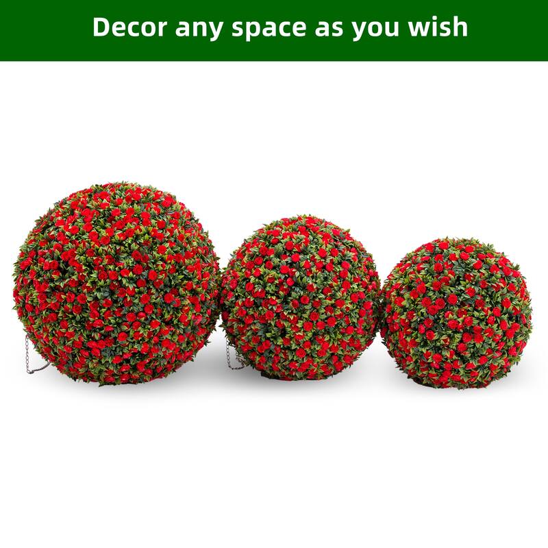 Topiary Flower Ball Decorative Balls 2PCS, Artificial Topiary Balls for Outdoor Patio Garden and Indoor, Wedding