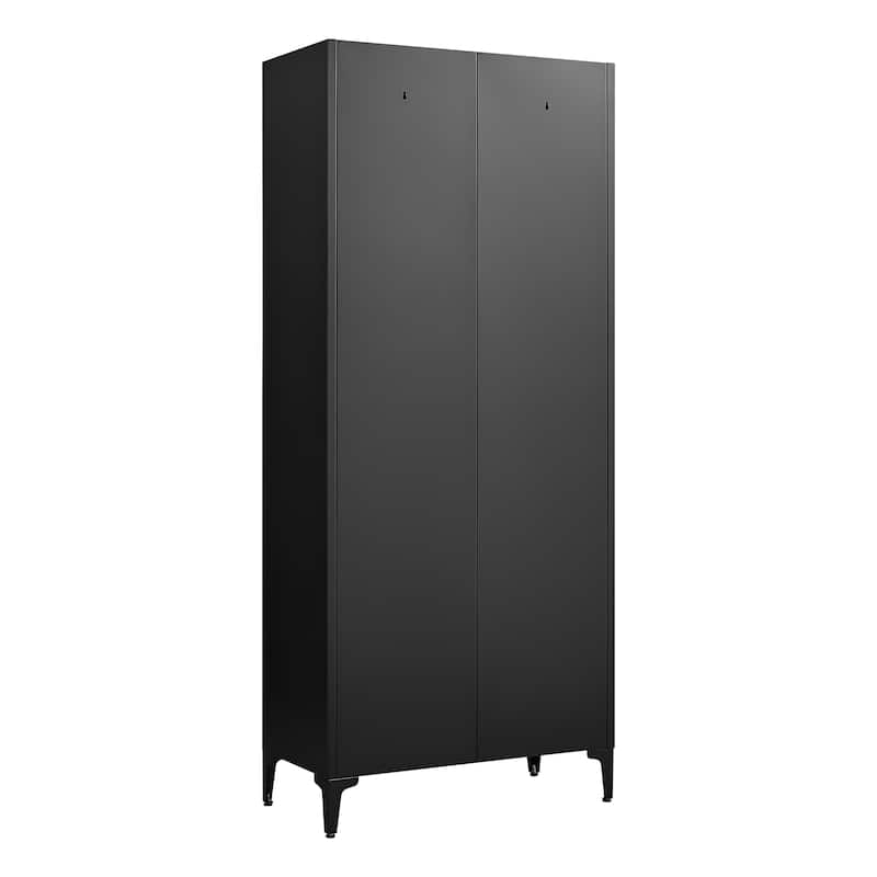 2 Doors Metal Storage Cabinet Kitchen Pantry Cabinet With Adjustable Shelves Tall Steel Cabinet Locker