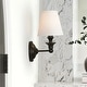 preview thumbnail 15 of 22, Rennnsan 1-Light Farmhouse Black/Gold Iron Wall Sconce with White Fabric Shade
