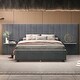 preview thumbnail 12 of 64, Plush Upholstered Platform Bed Frame with Oversized Headboard and 2 Side Storage Shelf, Velvet Fabric Wingback Bed Gray - Queen